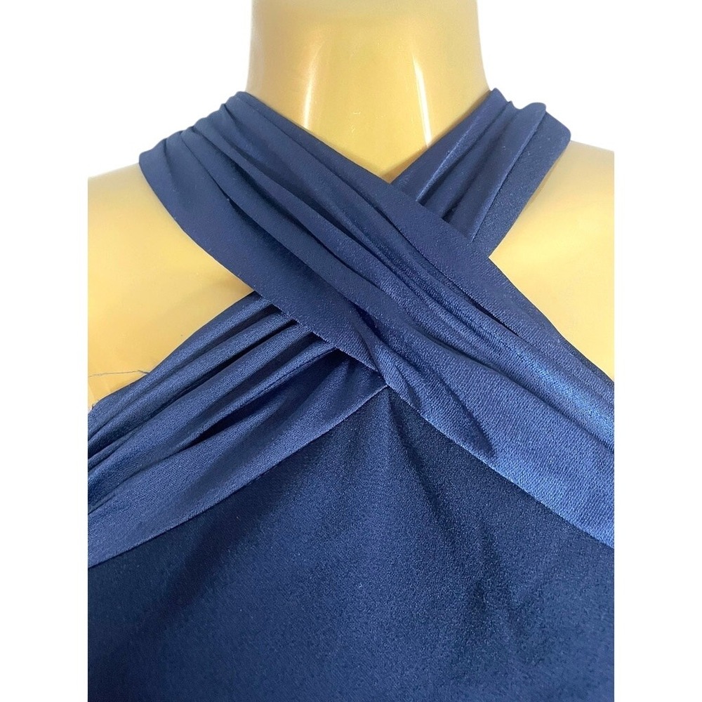 Eliza J Navy Halter Maxi Gown Formal Event Dress Classic Elegant Size 8 NWT - Picture 3 of 3